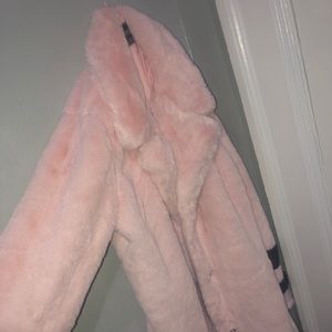 Pink fur coat